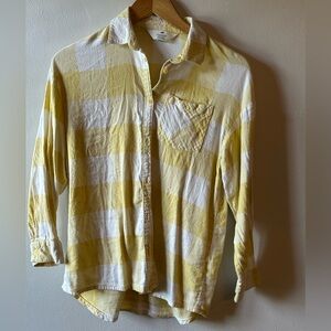 H&M Yellow and White Checkered Flannel
